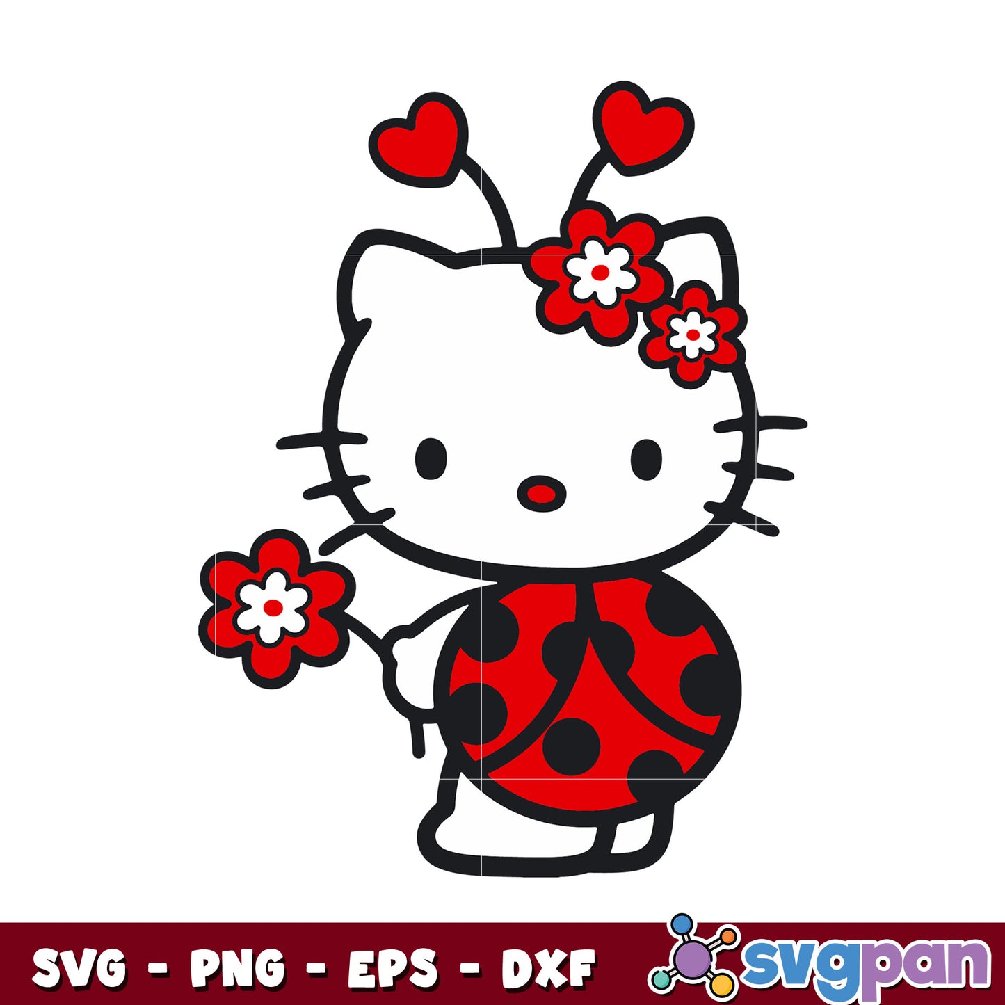 Hello kitty ladybug design svg, hello kitty svg, sanrio cartoon svg