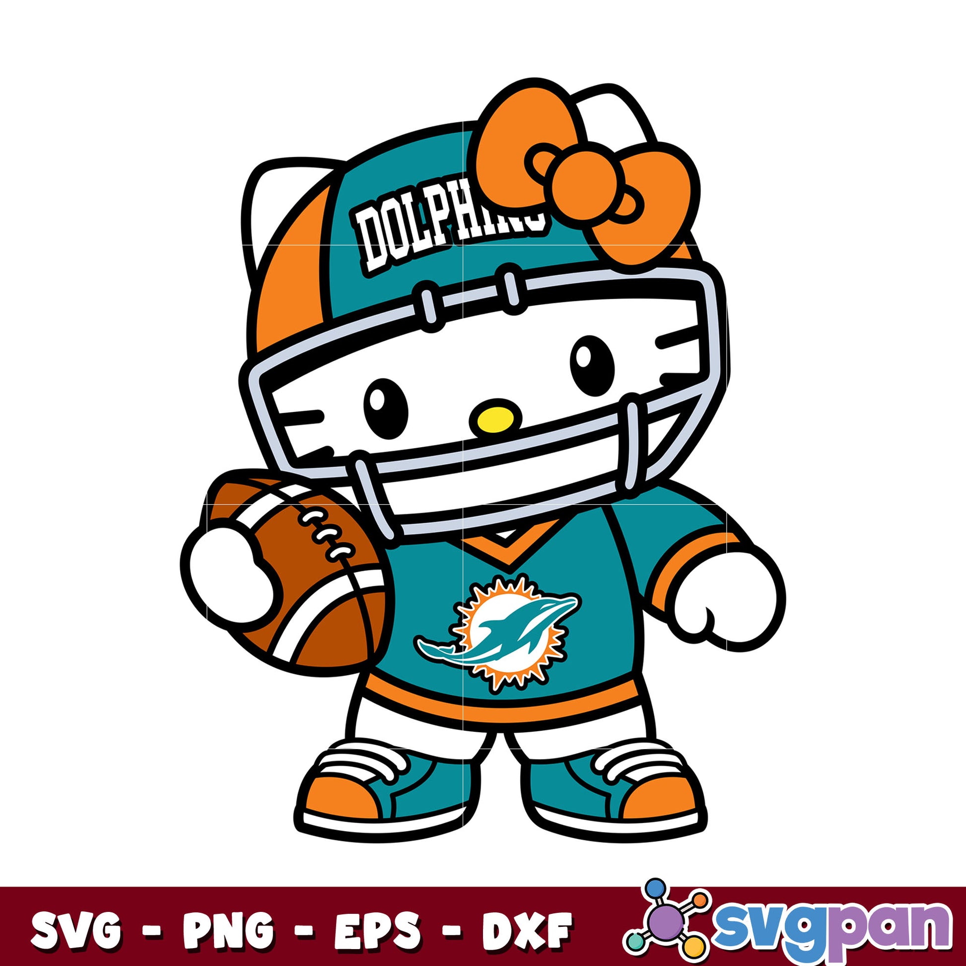 Hello kitty miami dolphins football svg, miami dolphins svg