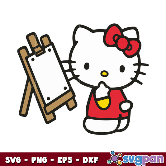 Hello kitty painting design svg, cartoon hello kitty​ svg