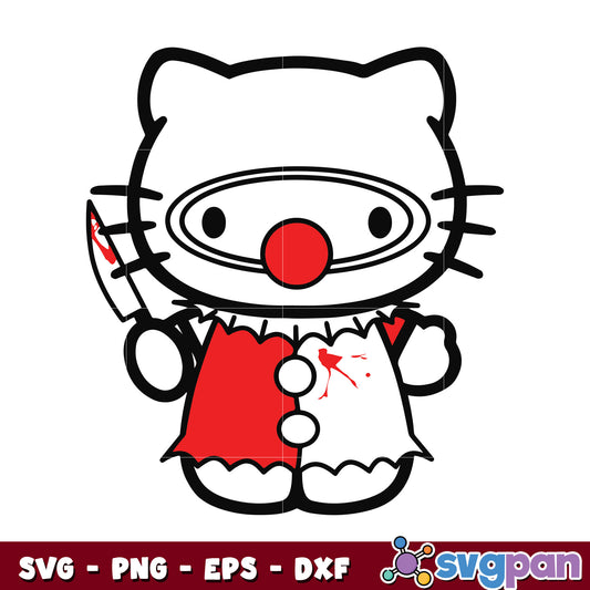 Hello kitty pennywise halloween svg, horror hello kitty​ svg