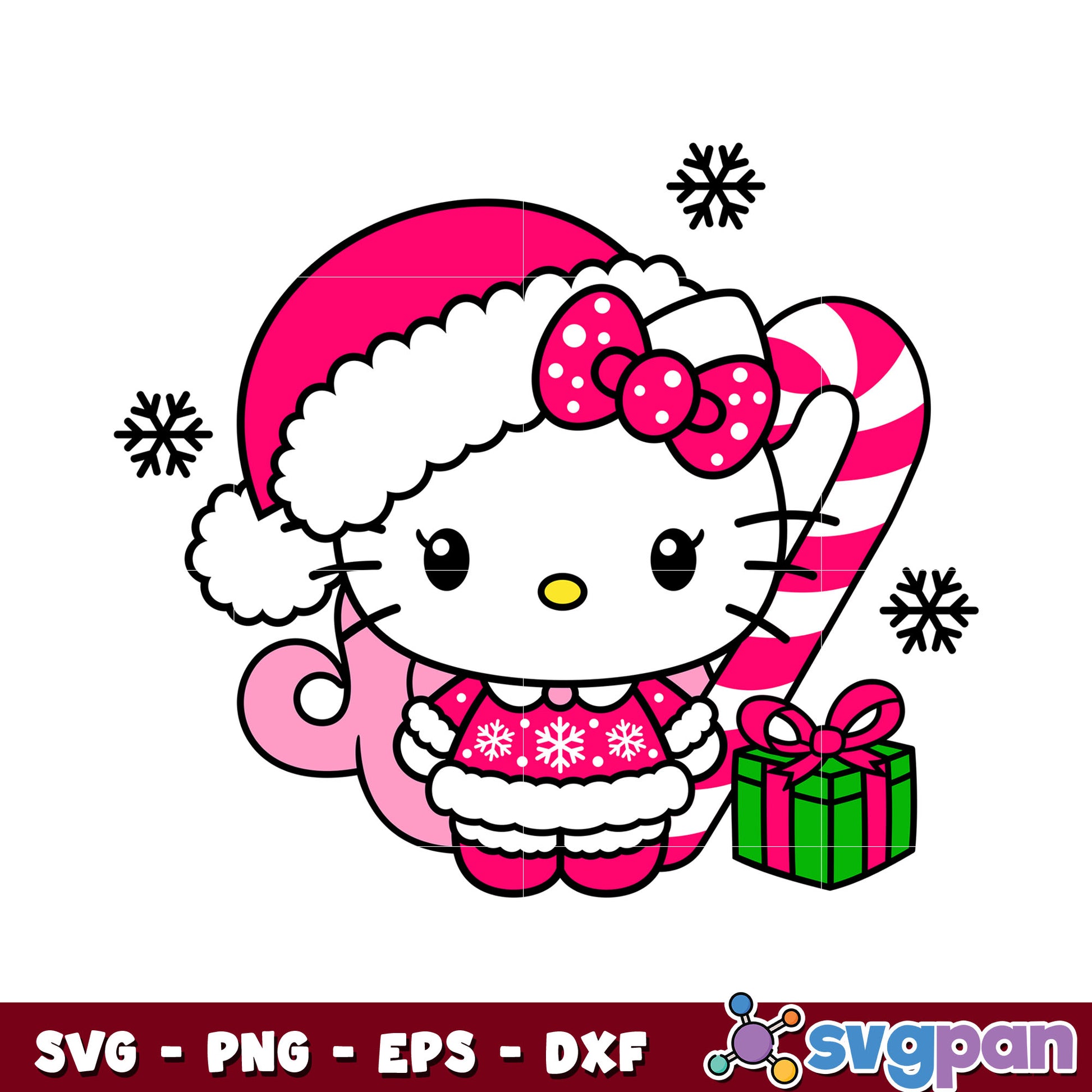 Hello kitty pink santa design svg, hello kitty christmas svg