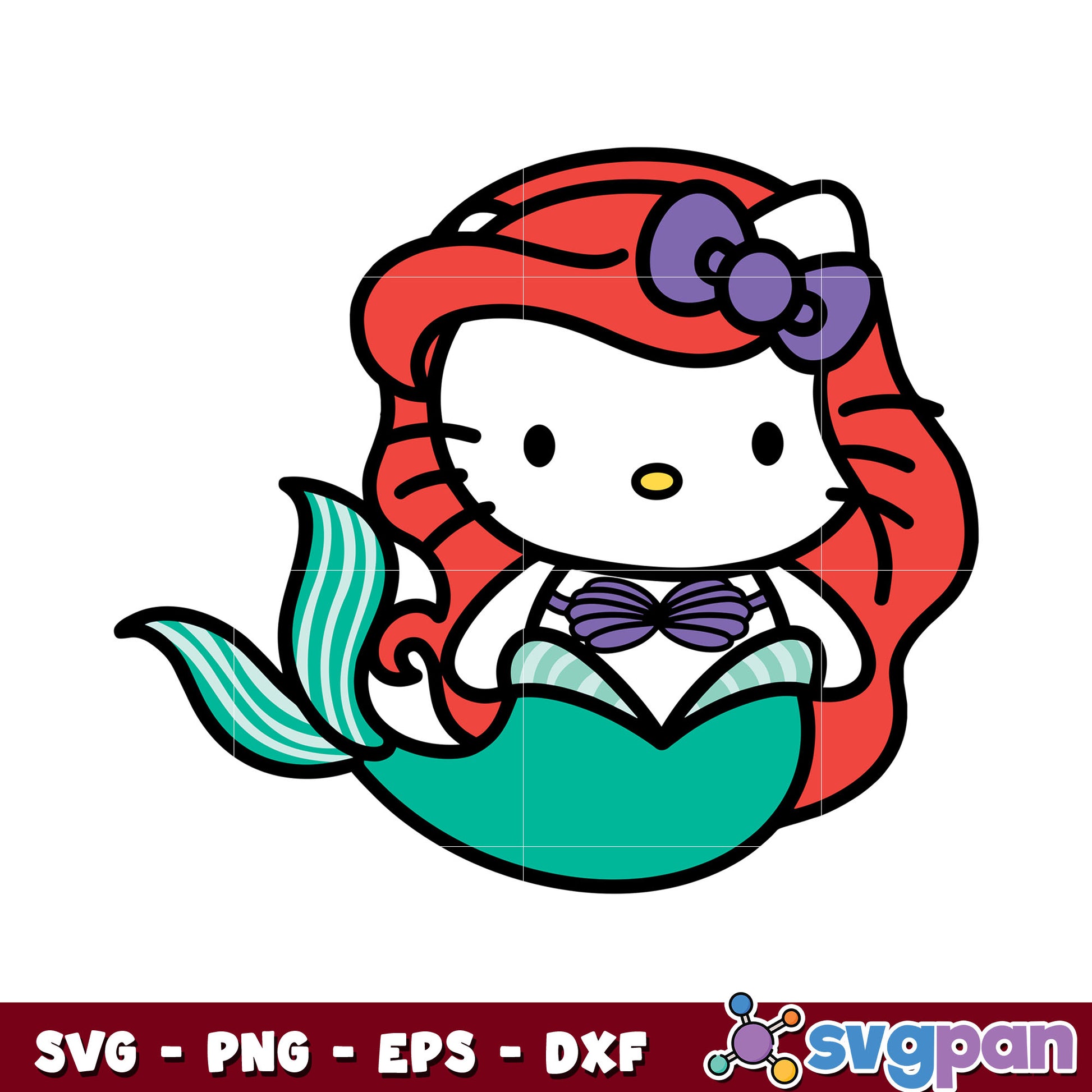 Hello kitty princess ariel svg, hello kitty svg, the little mermaid​ svg