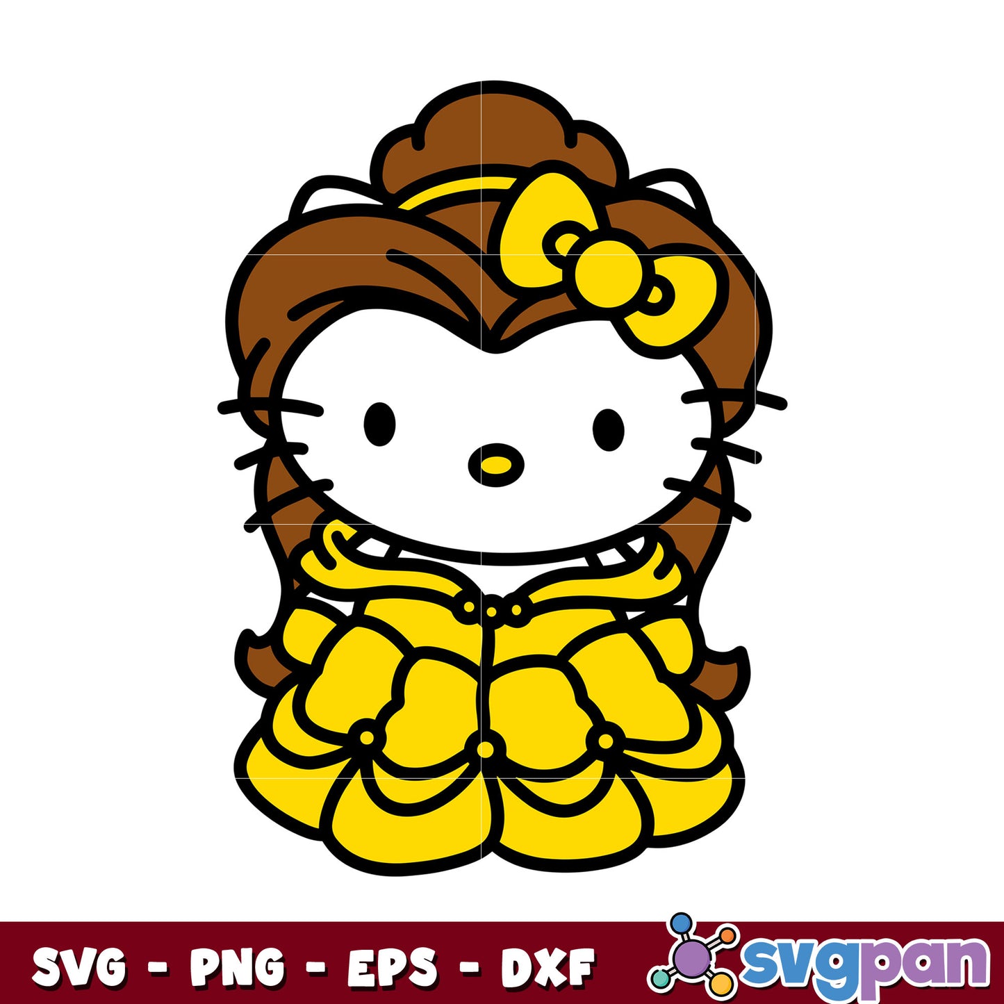 Hello kitty princess belle svg, hello kitty svg, disney belle​ svg