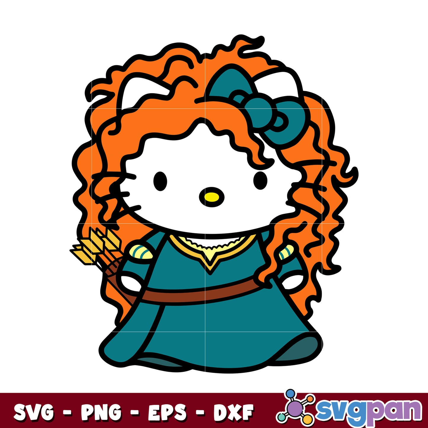 Hello kitty princess merida svg, hello kitty svg, merida disney​ svg