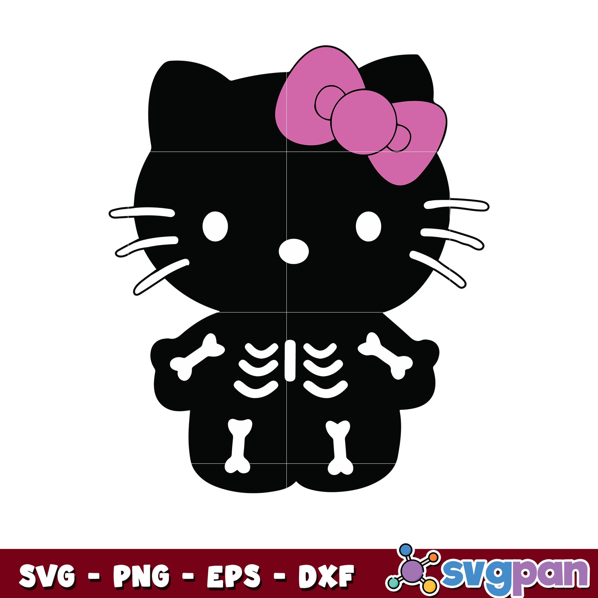 Hello kitty skeleton black halloween svg, halloween hello kitty svg