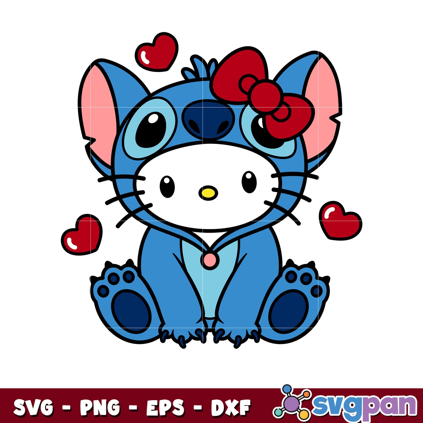 Hello kitty stitch love svg, hello kitty svg, hello kitty valentines svg