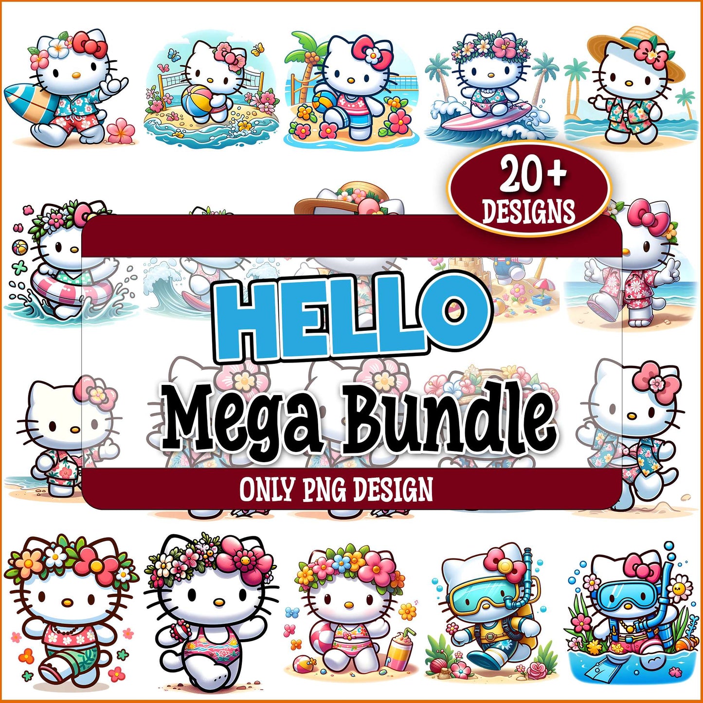Hello kitty sumertime png bundle
