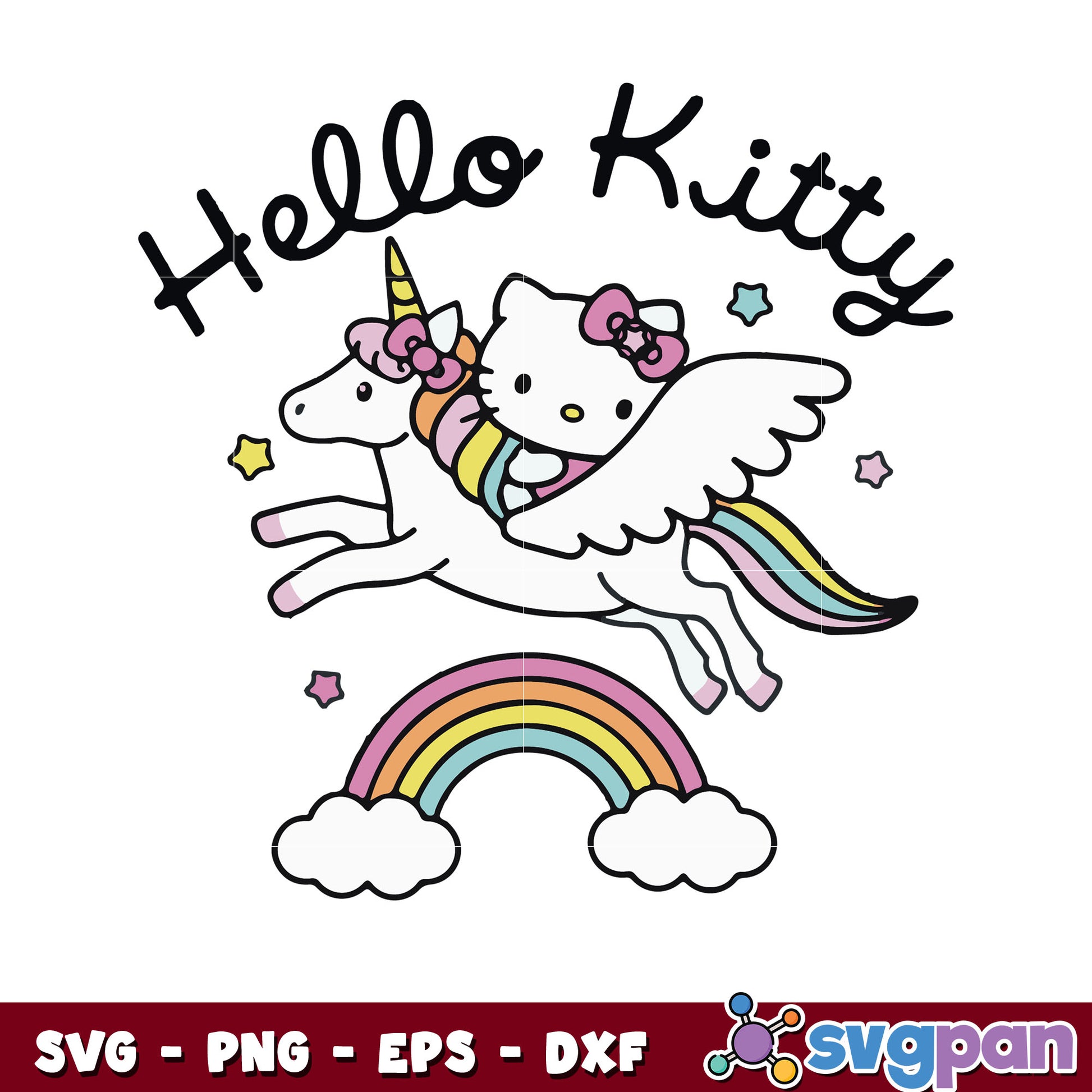 Hello kitty unicorn rainbow svg, sanrio hello kitty svg