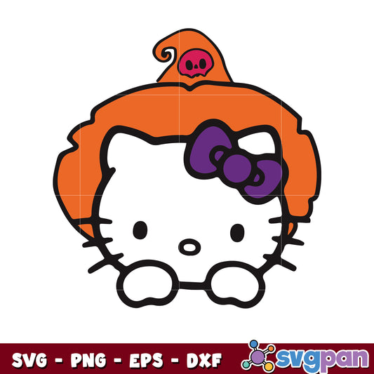 Hello kitty witch face halloween svg, hello kitty halloween svg