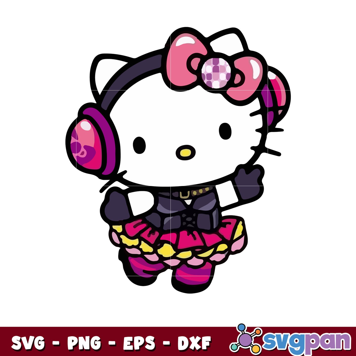 Hello kitty with headphones cute design svg, hello kitty svg