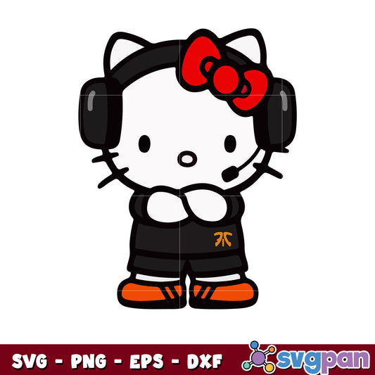 Hello kitty with headphones design svg, hello kitty svg