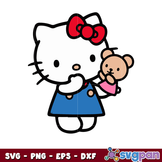 Hello kitty with teddy bear svg, hello kitty svg, sanrio cartoon svg