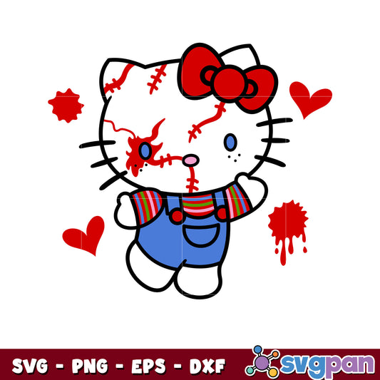 Hello kitty x chucky design svg, halloween hello kitty​ svg