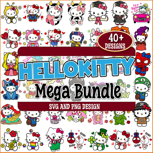 Hello kitty x spidey svg bundle