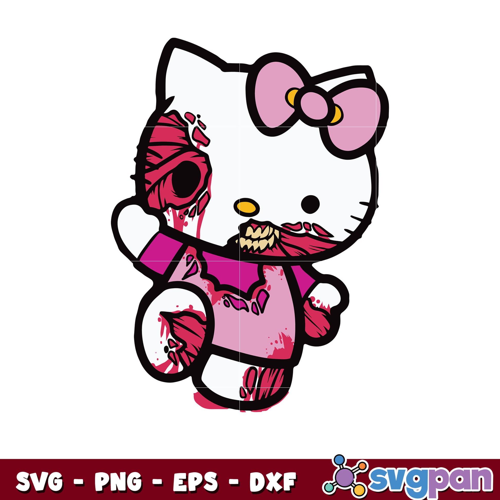 Hello kitty zomnbie halloween svg, hello kitty halloween​ svg