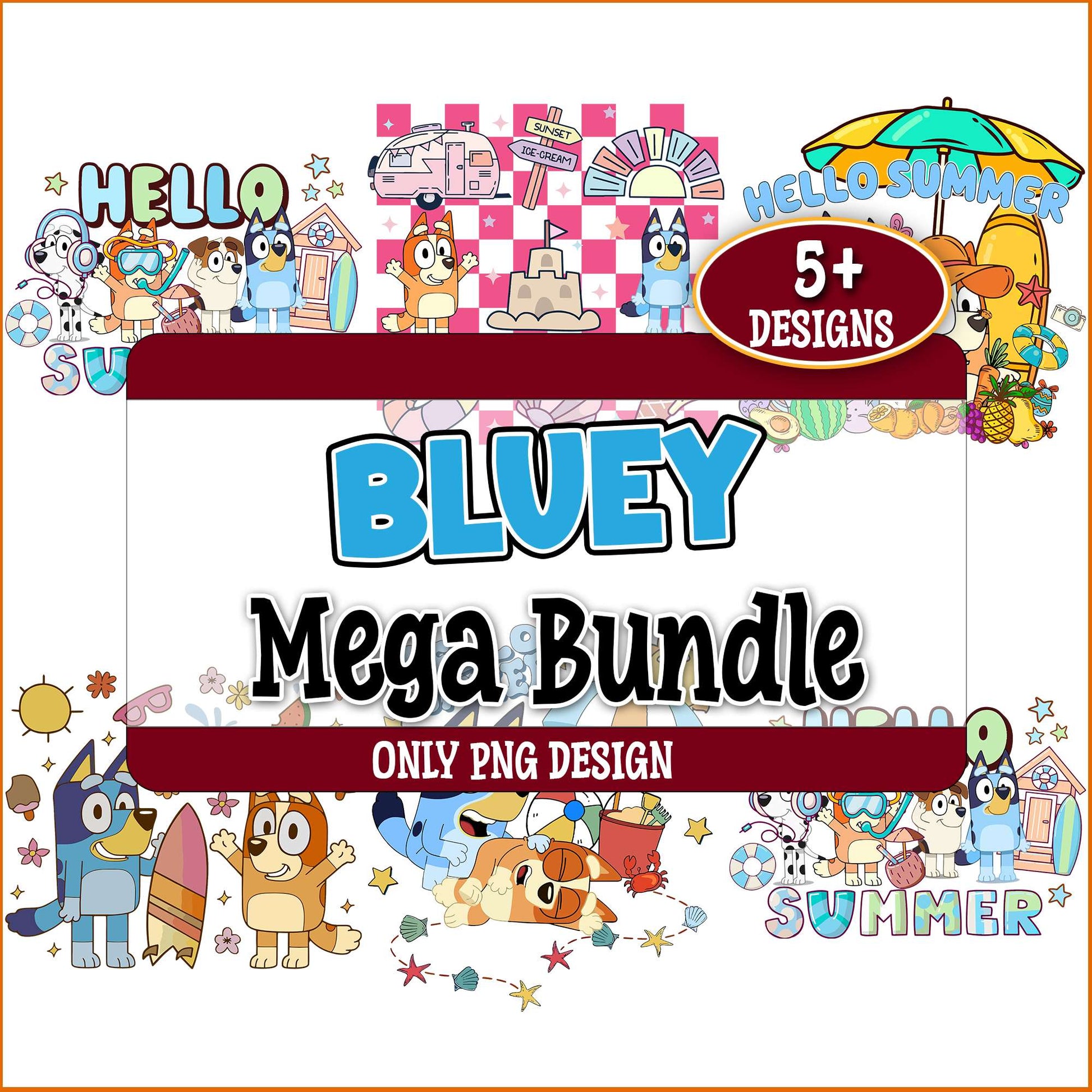 Hello summer bluey png bundle