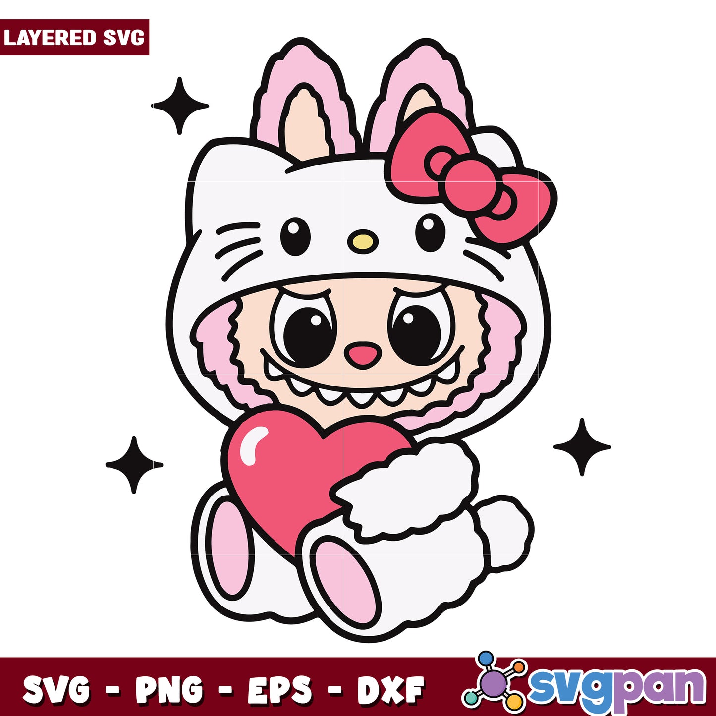 Hellow kitty labubu svg, popmart labubu svg, labubu doll svg