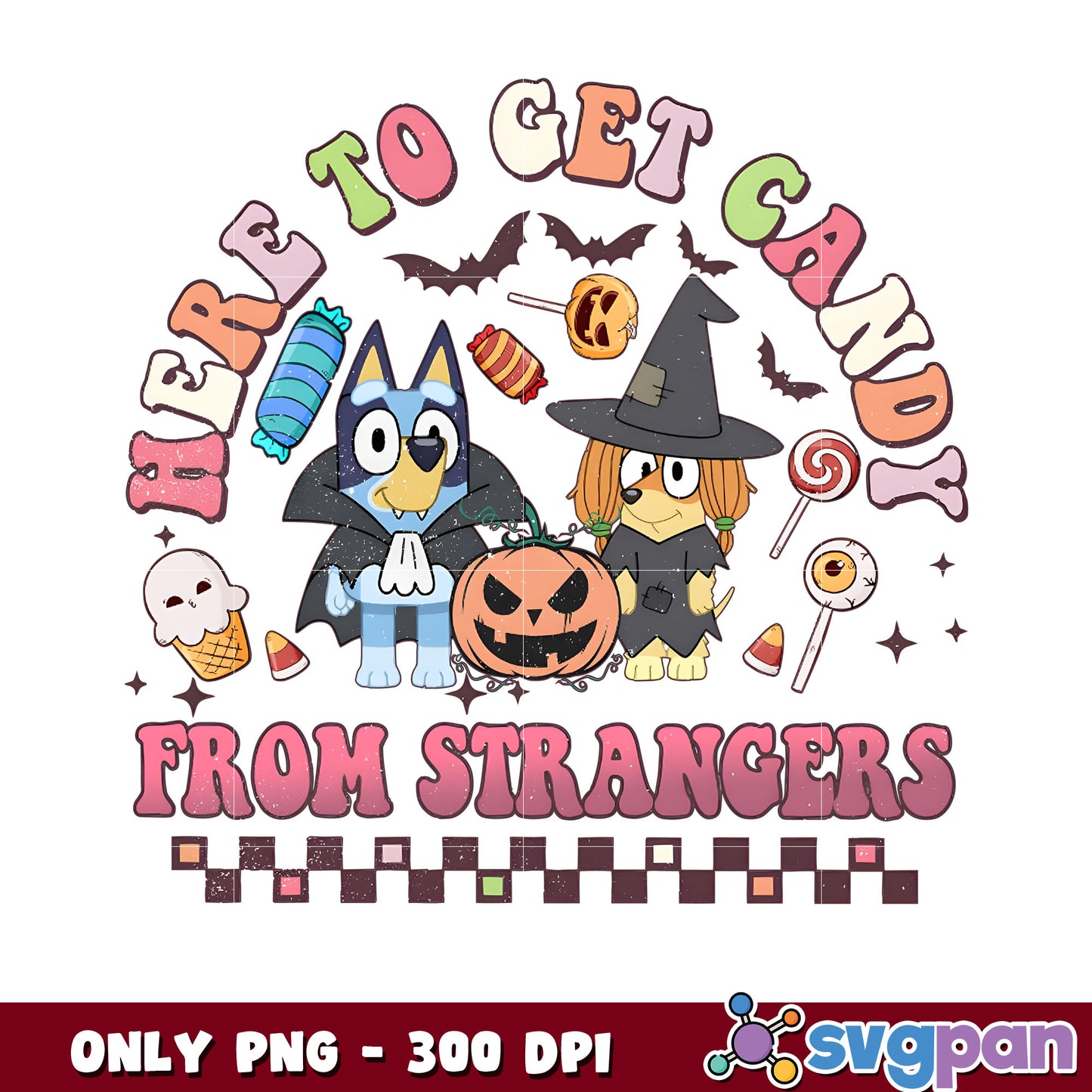 Here to get candy from strangers bluey cartoon png, bluey dog png