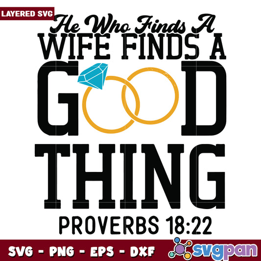 He who finds a wife finds a good thing proverbs svg, funny husband svg