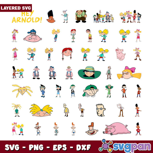 Hey Arnold SVG Bundle Layered Characters