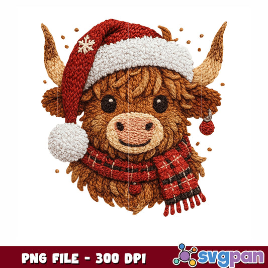 Highland Cow Christmas png, merry chirstmas png, christmas tree png