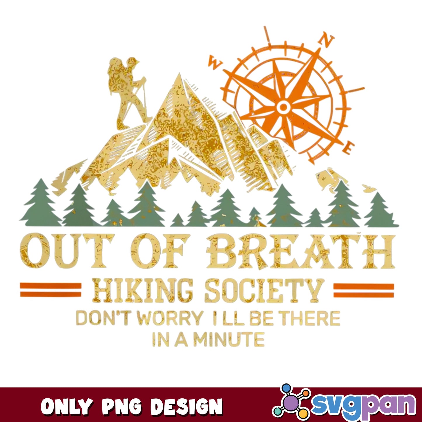 Hiking Society PNG, Out Of Breath Hiker, Mountain Compass PNG