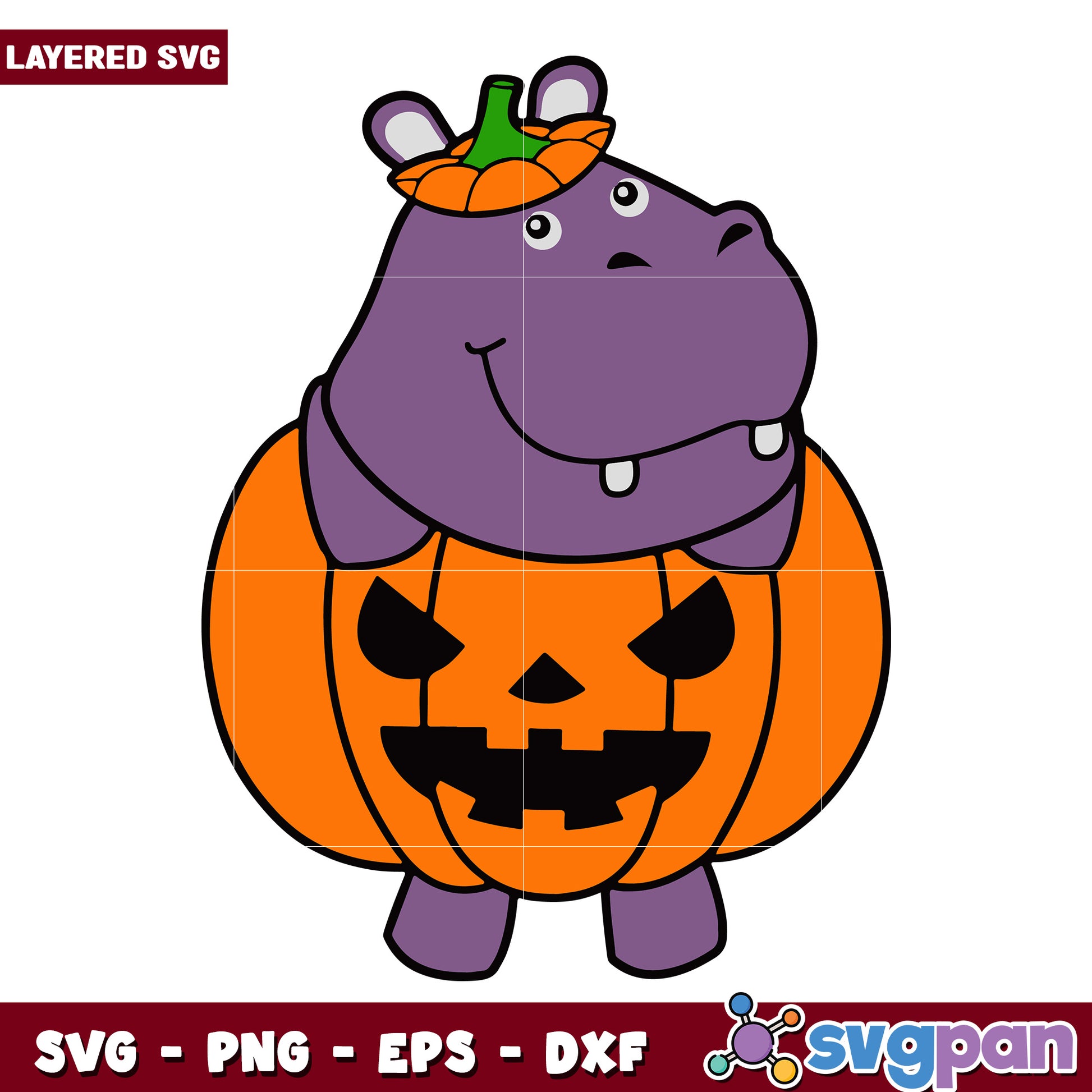 Hippo halloween pumpkin svg, halloween cartoons svg, spooky cartoons svg