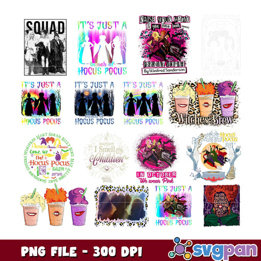 Hocus Pocus Bundle PNG with Witch Themed Designs