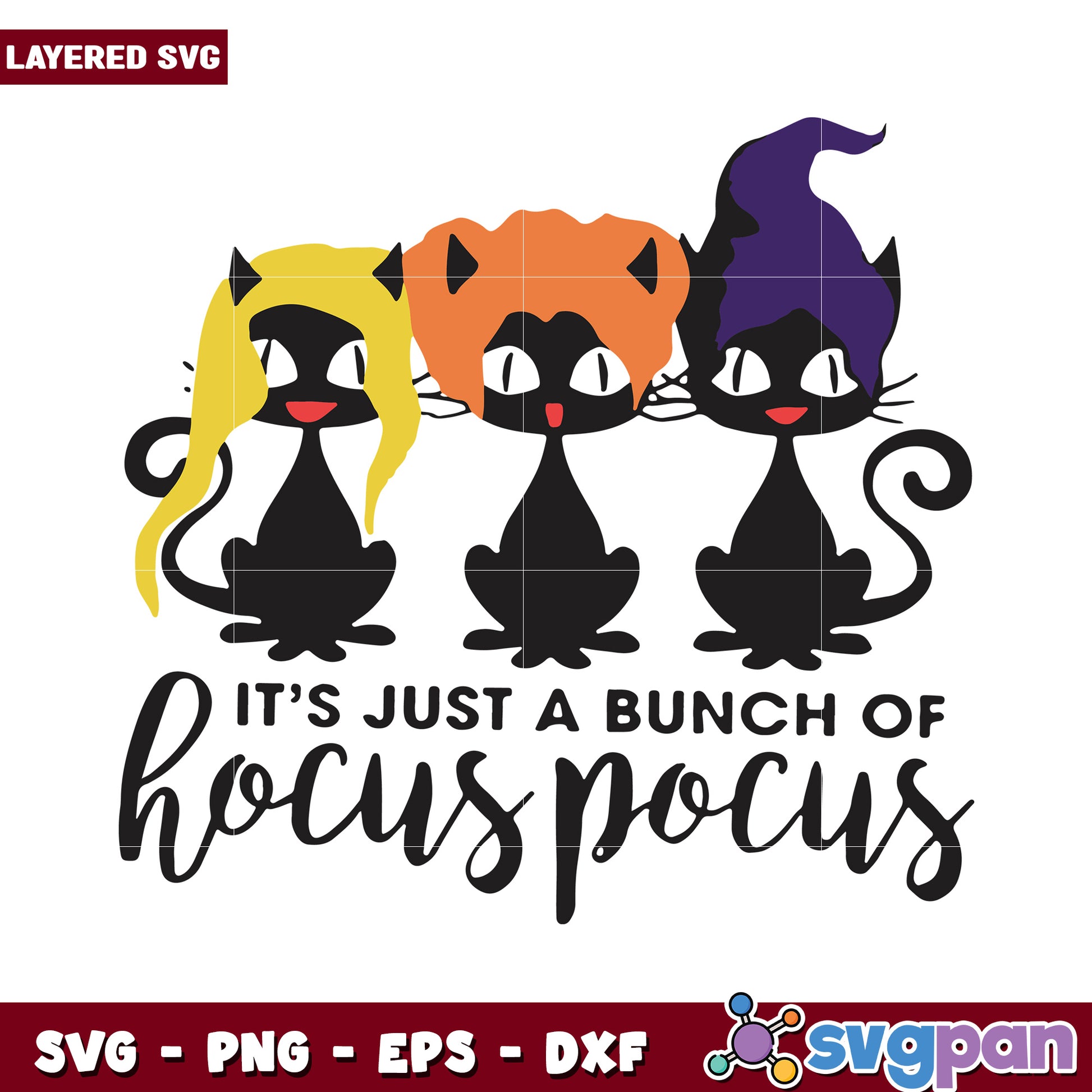 Hocus Pocus Cat Design SVG, Perfect for Halloween Crafts