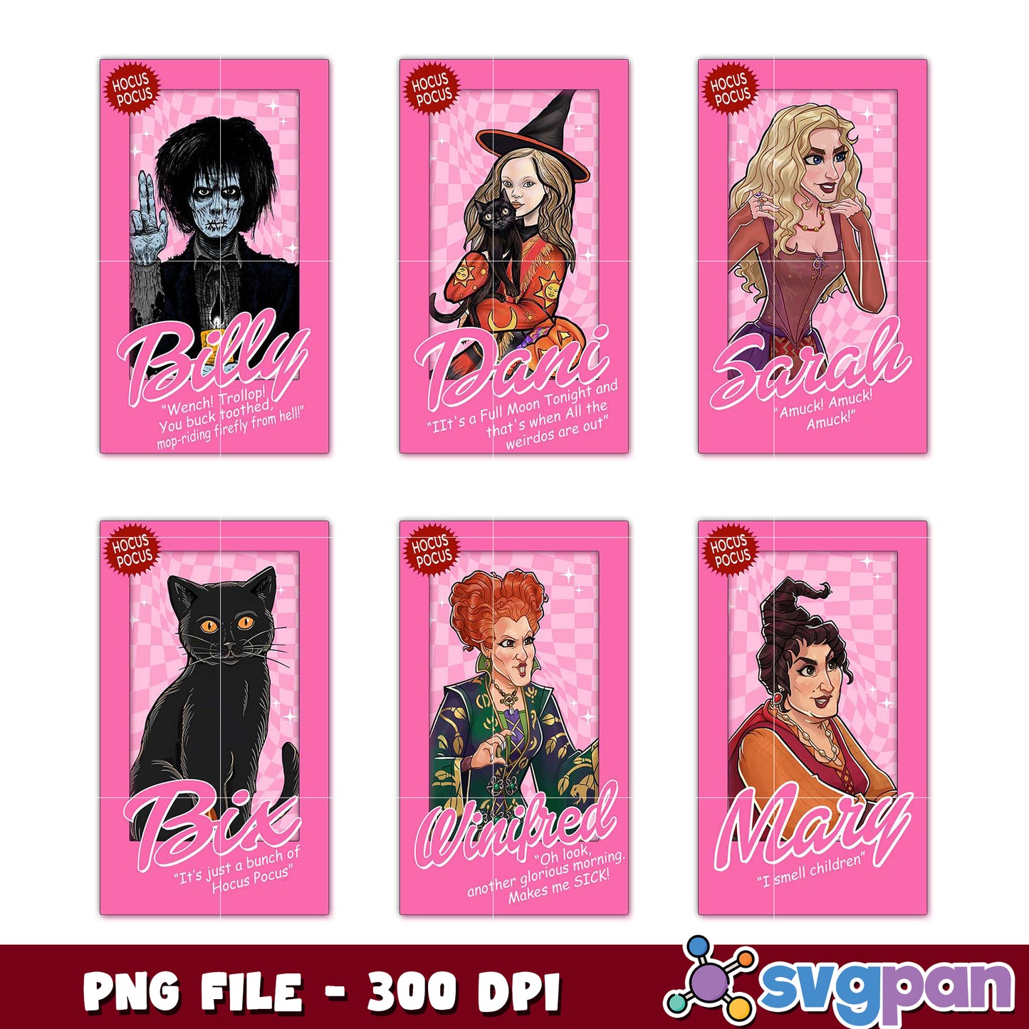 Hocus Pocus Character PNG Bundle 300 DPI