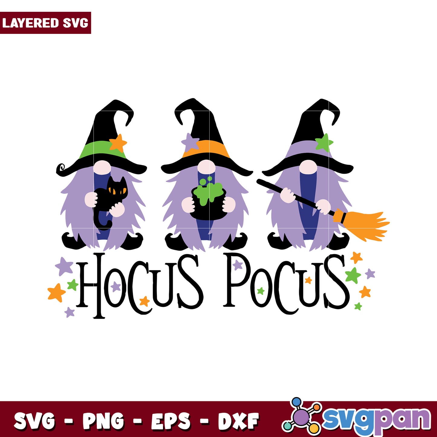 Hocus Pocus Gnome SVG Design, Perfect for Halloween Crafts and Decor