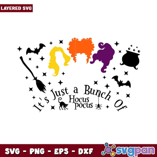 Hocus Pocus Halloween SVG design, Fun witch and spooky elements