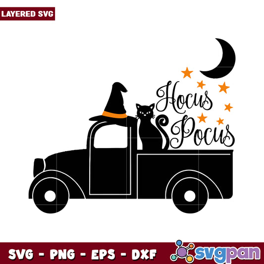 Hocus Pocus Halloween Truck SVG Design, Perfect for Craft Projects