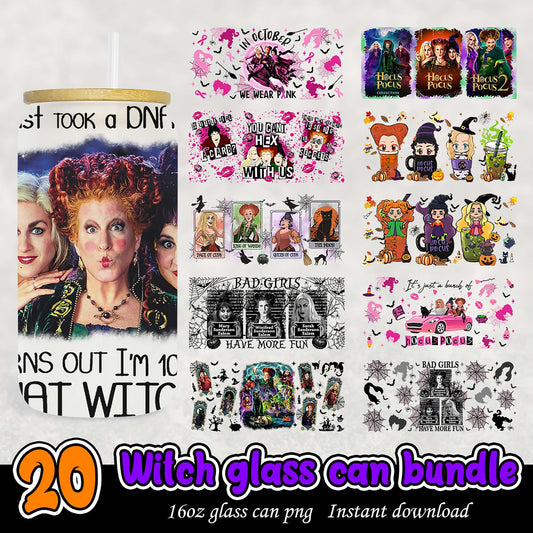 Hocus Pocus Witch Glass Can Bundle PNG