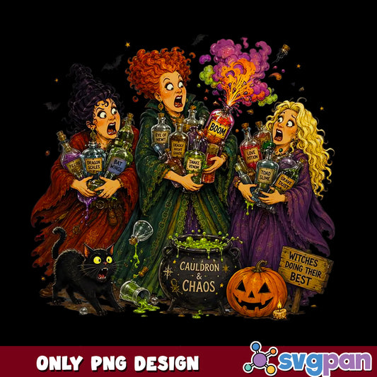 Hocus Pocus Cauldron And Chaos PNG, Sanderson Sisters PNG, Halloween PNG