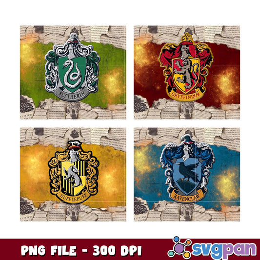 Hogwarts House Crests PNG Bundle