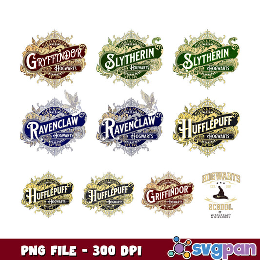 Hogwarts House Crests PNG Bundle 300 DPI