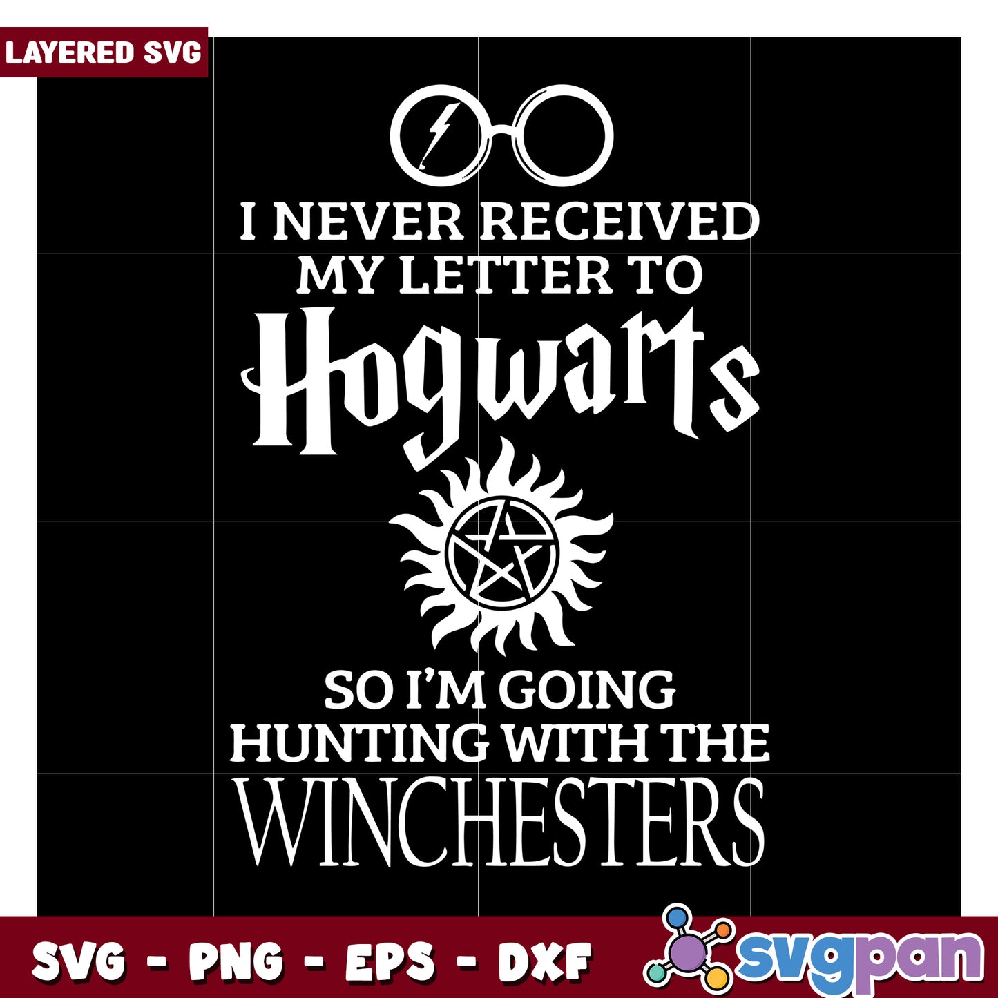 Hogwarts Letter Design SVG, Supernatural Hunting Theme Graphic