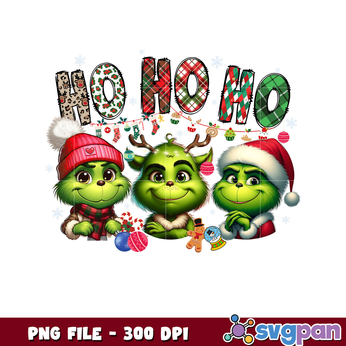 Ho ho ho cute grinch png, grinch tree png, grinch pajamas​ png