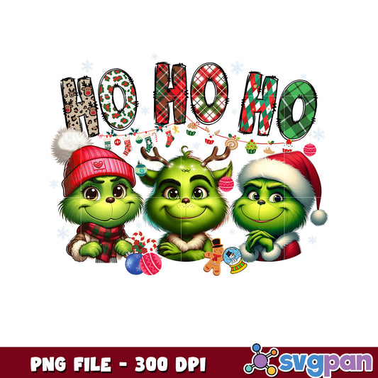 Ho ho ho cute grinch png, grinch tree png, grinch pajamas​ png