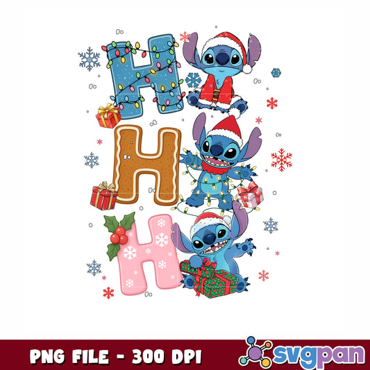 Hohoho stitch png, christmnas grinch png, stitch cute ppng