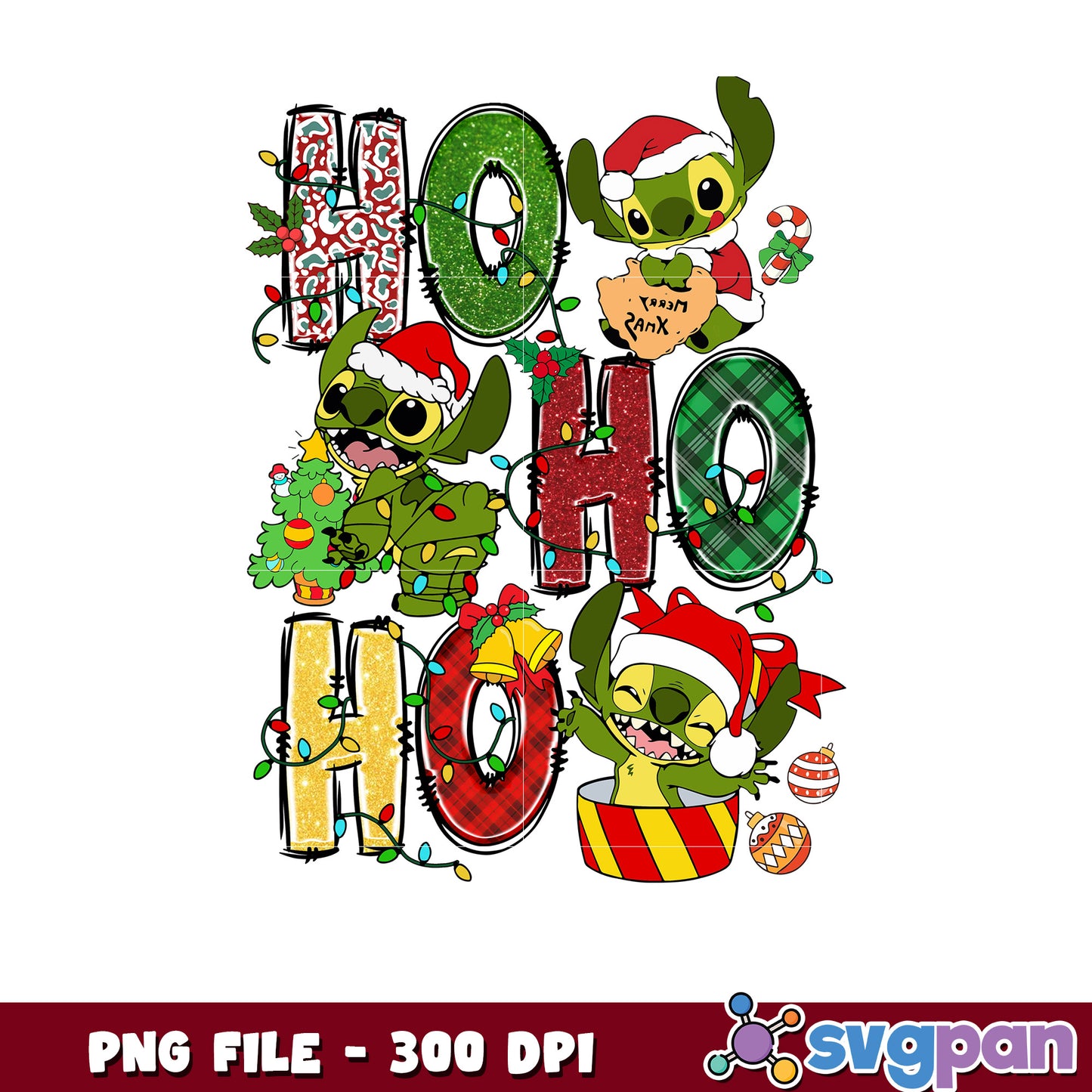 Hohoho stitch png, spirit christmas png, last christmas ​png