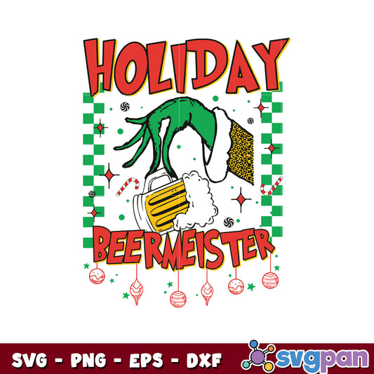 Holiday beer meister grinch hand svg