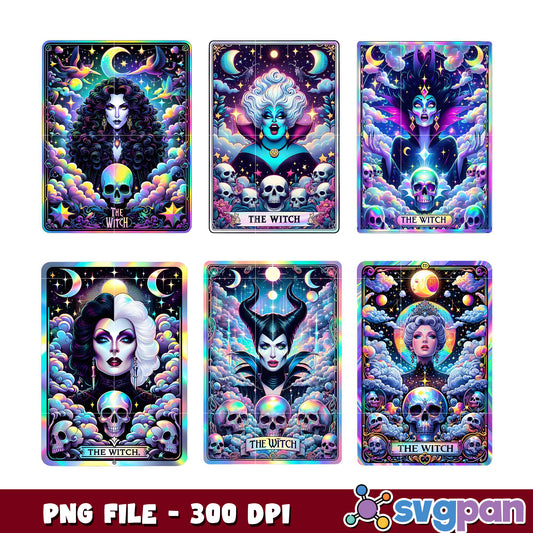 Holographic Witch Tarot PNG Bundle 300 DPI