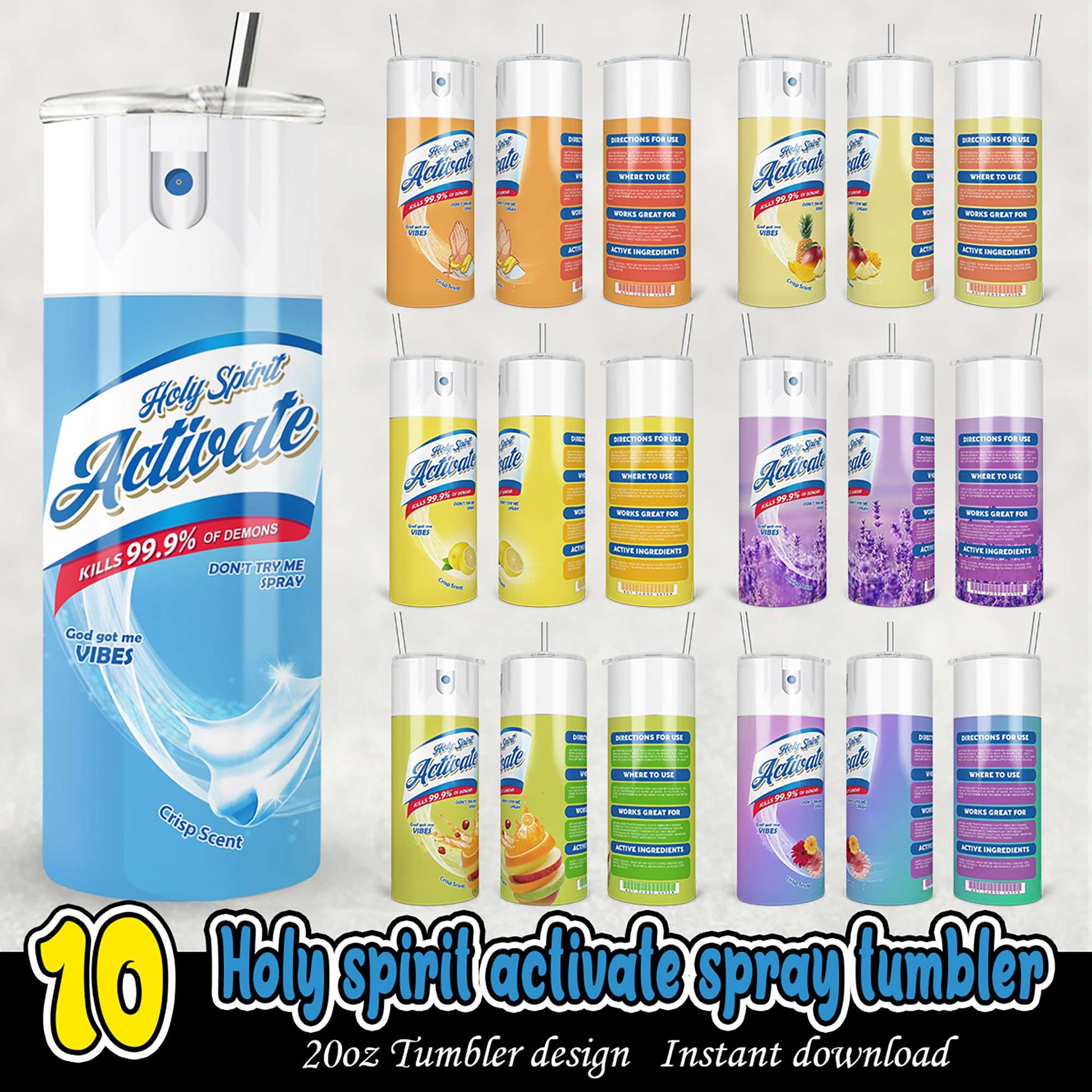 Holy Spirit Activate Spray Tumbler PNG Bundle