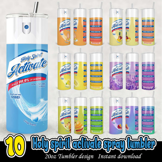 Holy Spirit Activate Spray Tumbler PNG Bundle