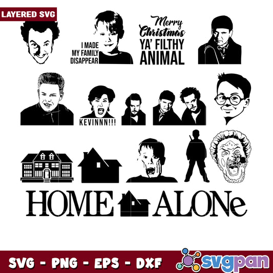Home Alone SVG Bundle Layered Cut Files