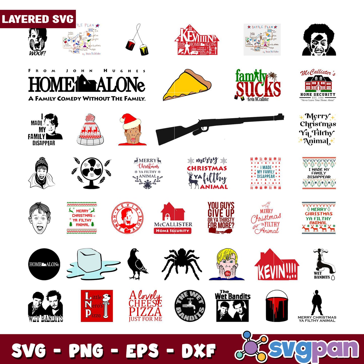 Home Alone SVG Bundle Layered Designs
