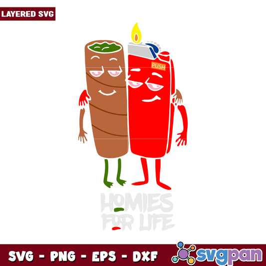 Homies for Life SVG Design, Fun Cartoon Characters Together
