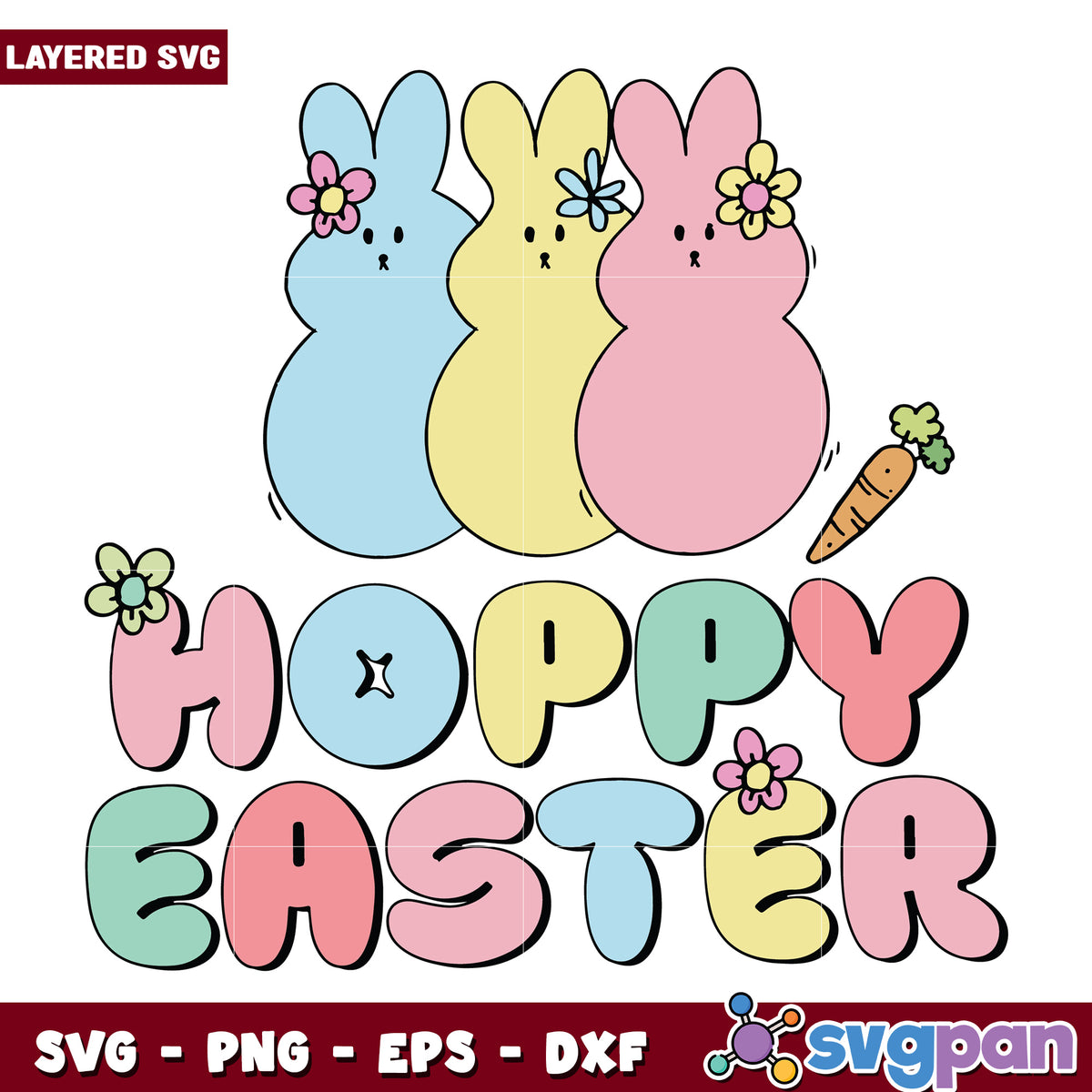 Hoppy Easter Bunnies Cute SVG Design for Celebrations